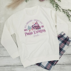 Pink Polar Express Sweatshirt wirh Optional Tartan Pants